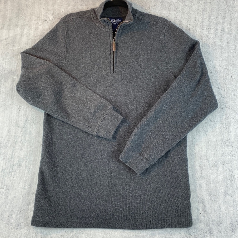 Charles River Quarter Zip Pull Over Sz Medium Grey / Gray Cotton Knit